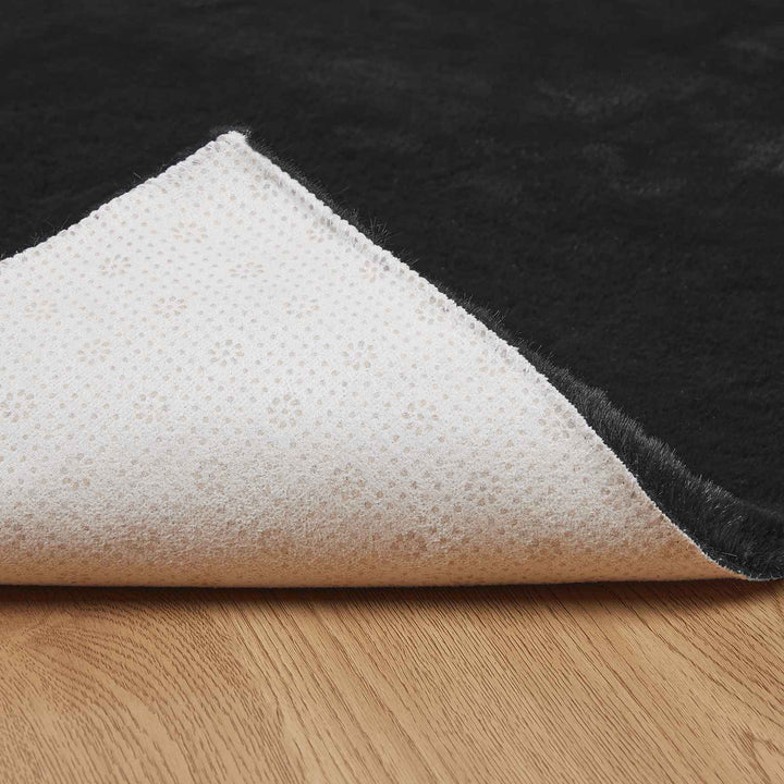 Skridsikker tæppe af kunstig kaninpels OLITE Sort 80 x 150 cm