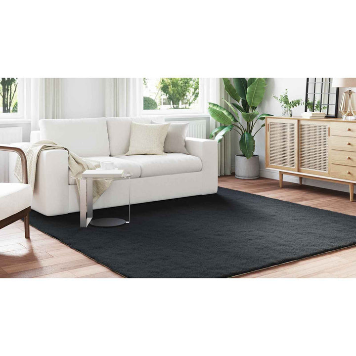 Skridsikker tæppe af kunstig kaninpels OLITE Sort 200 x 200 cm