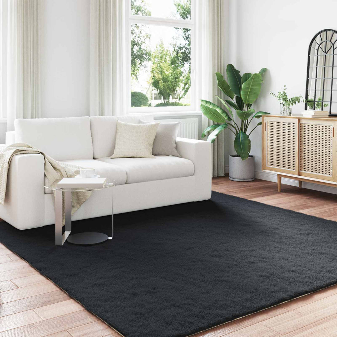 Skridsikker tæppe af kunstig kaninpels OLITE Sort 200 x 200 cm