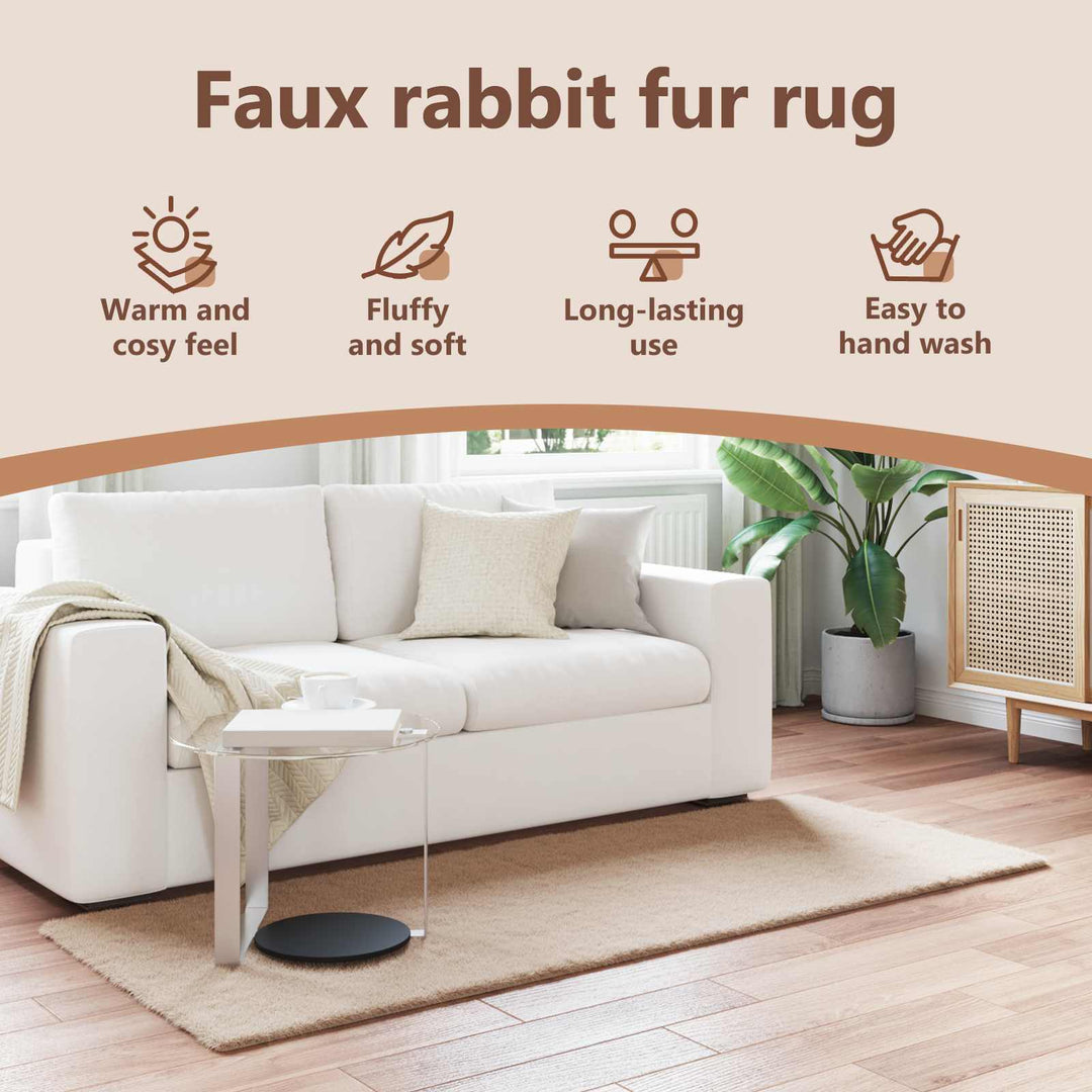 Skridsikker tæppe af kunstig kaninpels OLITE Gråbrun Polyester
