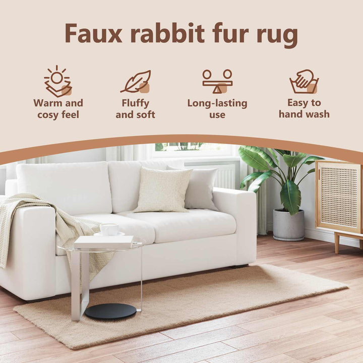 Skridsikker tæppe af kunstig kaninpels OLITE Gråbrun Polyester