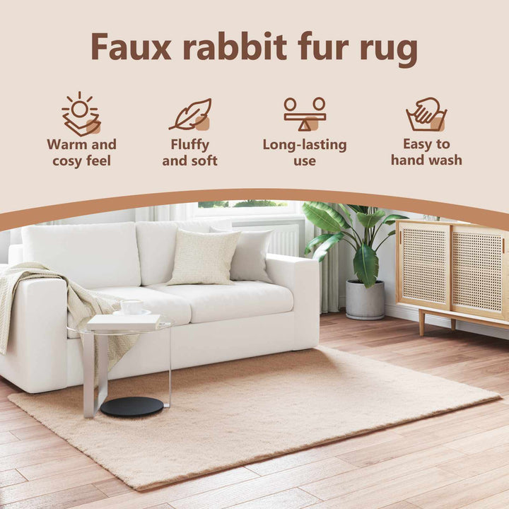 Skridsikker tæppe af kunstig kaninpels OLITE Gråbrun Polyester