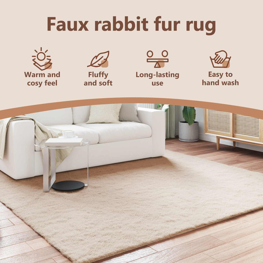 Skridsikker tæppe af kunstig kaninpels OLITE Gråbrun Polyester