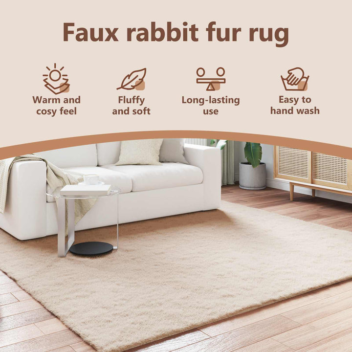 Skridsikker tæppe af kunstig kaninpels OLITE Gråbrun Polyester