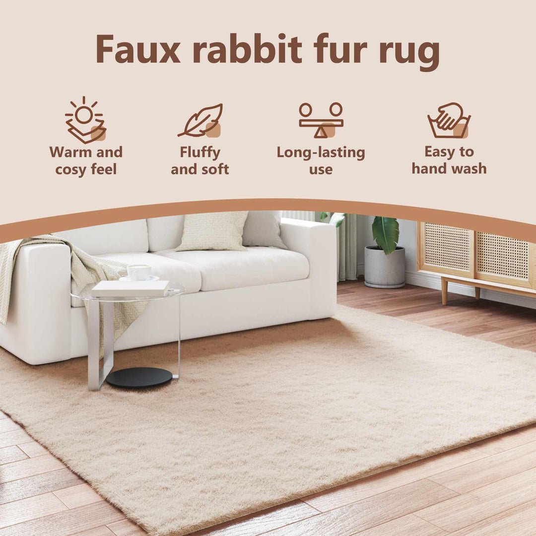 Skridsikker tæppe af kunstig kaninpels OLITE Gråbrun Polyester