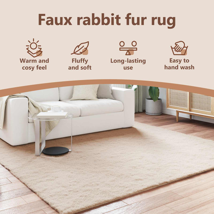Skridsikker tæppe af kunstig kaninpels OLITE Gråbrun Polyester