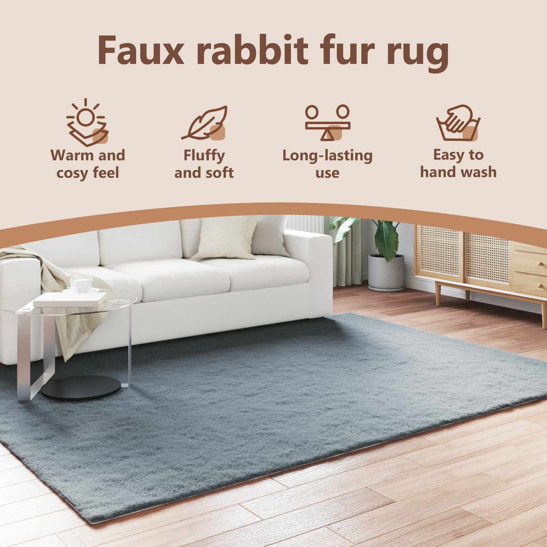 Skridsikker tæppe af kunstig kaninpels OLITE Antracit Polyester