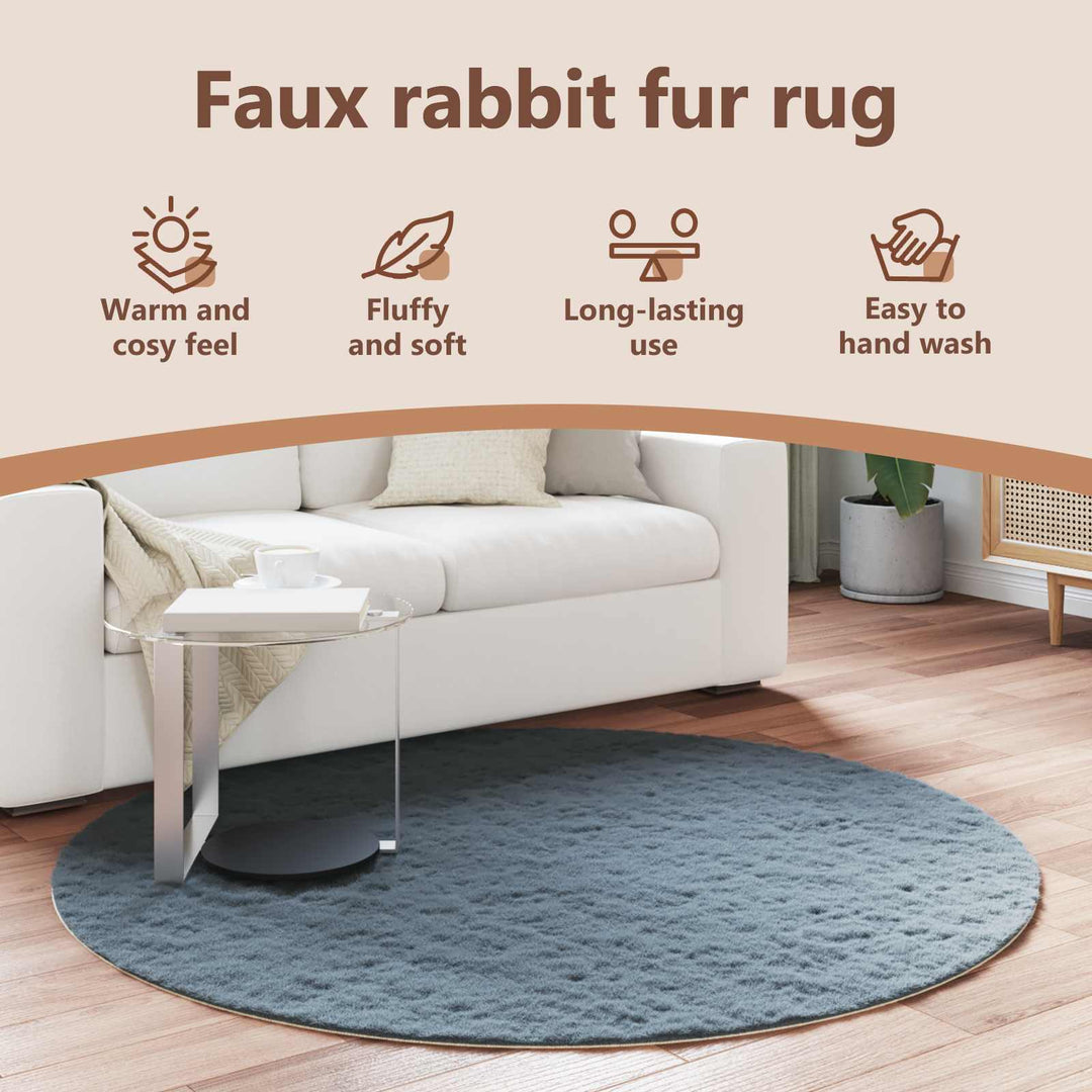 Skridsikker tæppe af kunstig kaninpels OLITE Antracit Ø 200 cm