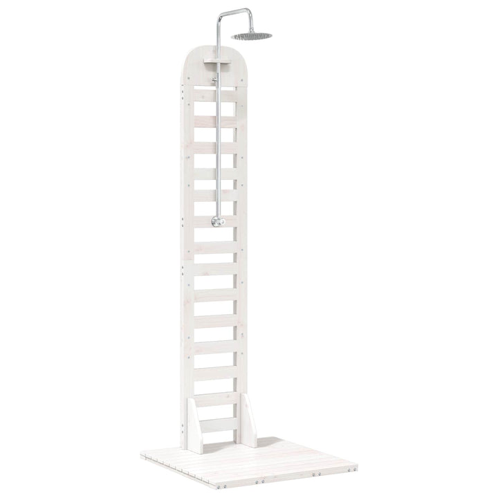 Udendørs bruser 223 cm Massivt fyrretræ og rustfrit stål Hvid