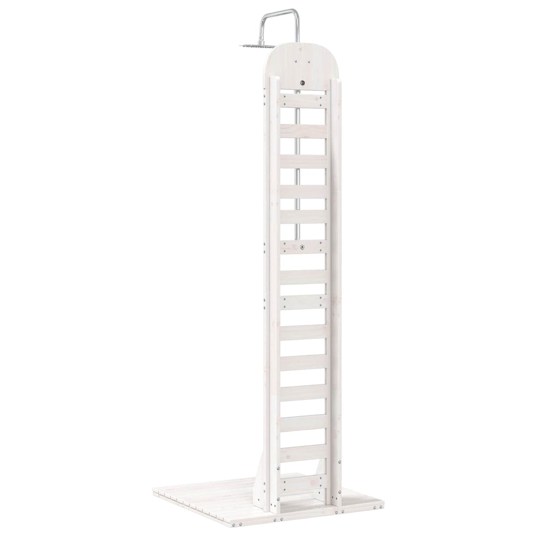 Udendørs bruser 223 cm Massivt fyrretræ og rustfrit stål Hvid