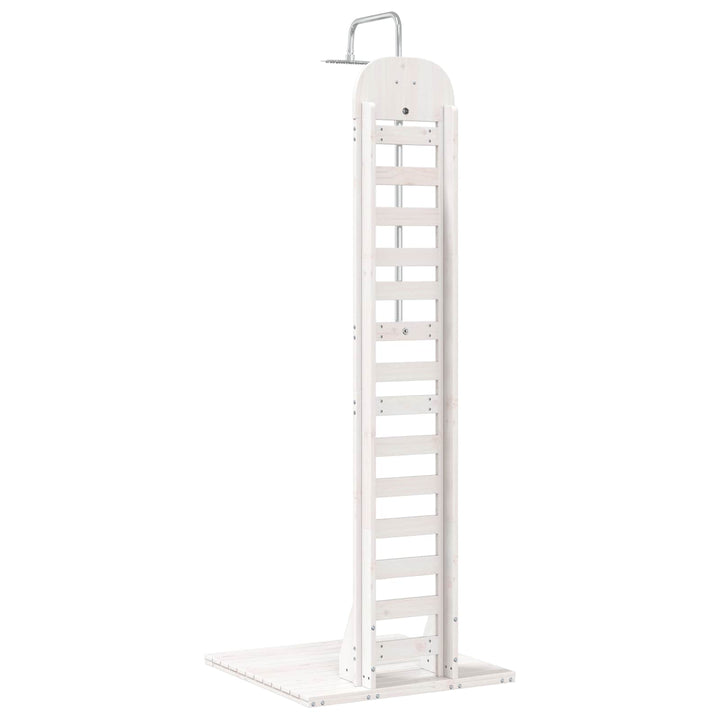 Udendørs bruser 223 cm Massivt fyrretræ og rustfrit stål Hvid