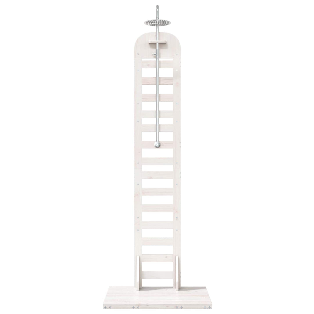 Udendørs bruser 223 cm Massivt fyrretræ og rustfrit stål Hvid