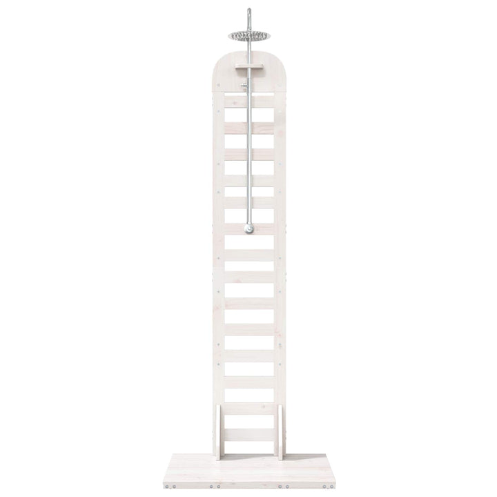Udendørs bruser 223 cm Massivt fyrretræ og rustfrit stål Hvid