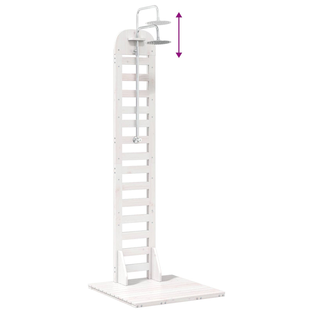 Udendørs bruser 223 cm Massivt fyrretræ og rustfrit stål Hvid