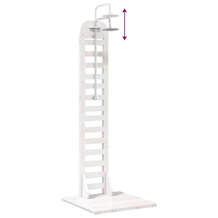 Udendørs bruser 223 cm Massivt fyrretræ og rustfrit stål Hvid