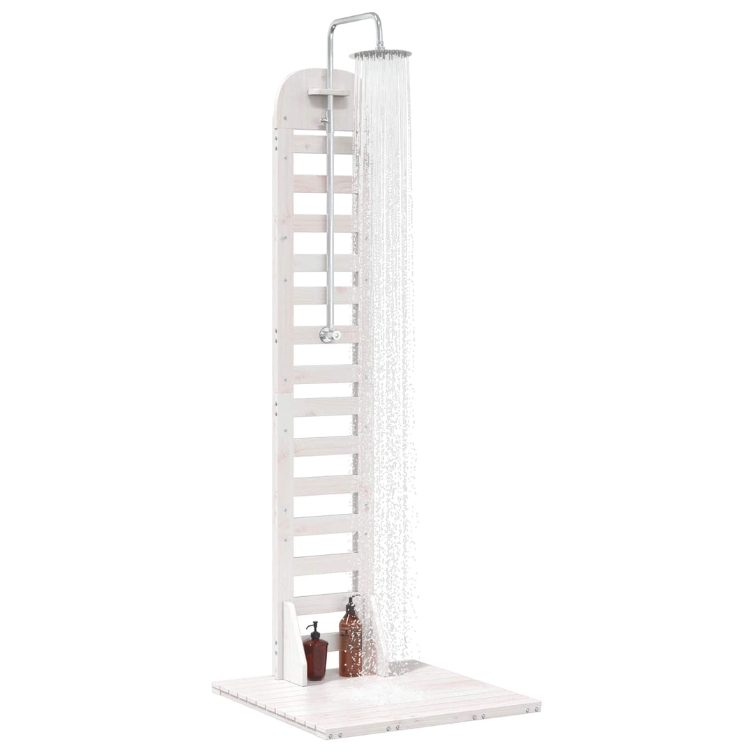 Udendørs bruser 223 cm Massivt fyrretræ og rustfrit stål Hvid