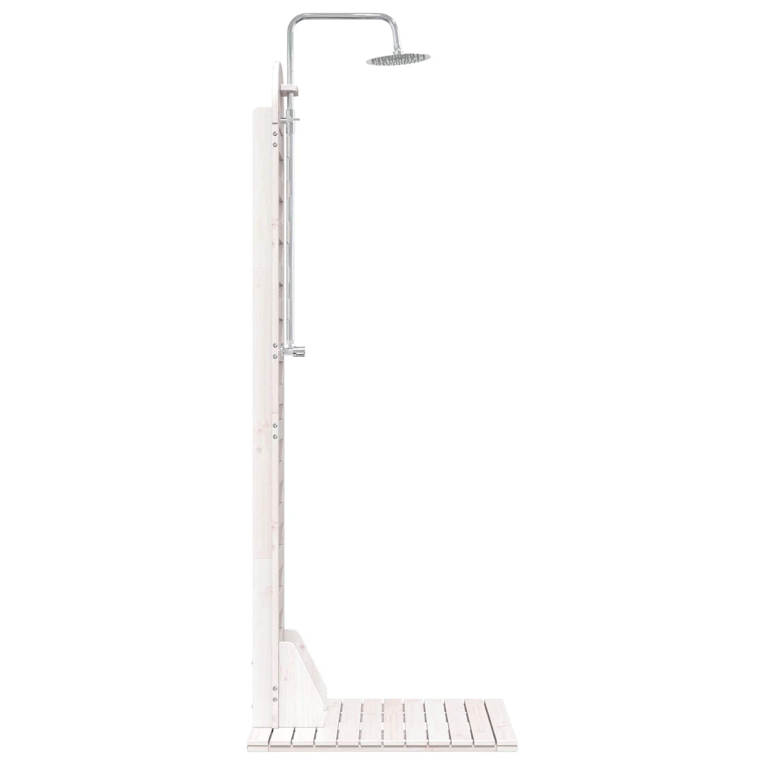 Udendørs bruser 223 cm Massivt fyrretræ og rustfrit stål Hvid