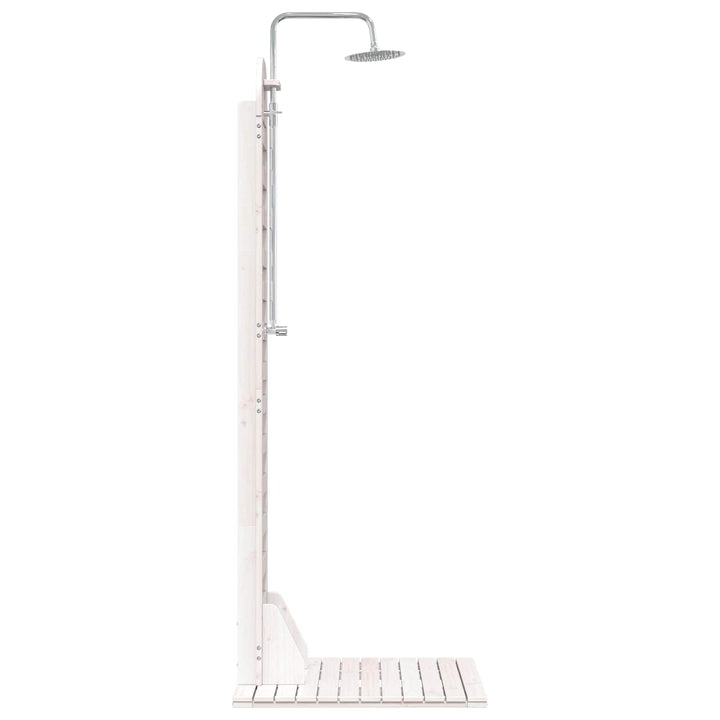 Udendørs bruser 223 cm Massivt fyrretræ og rustfrit stål Hvid