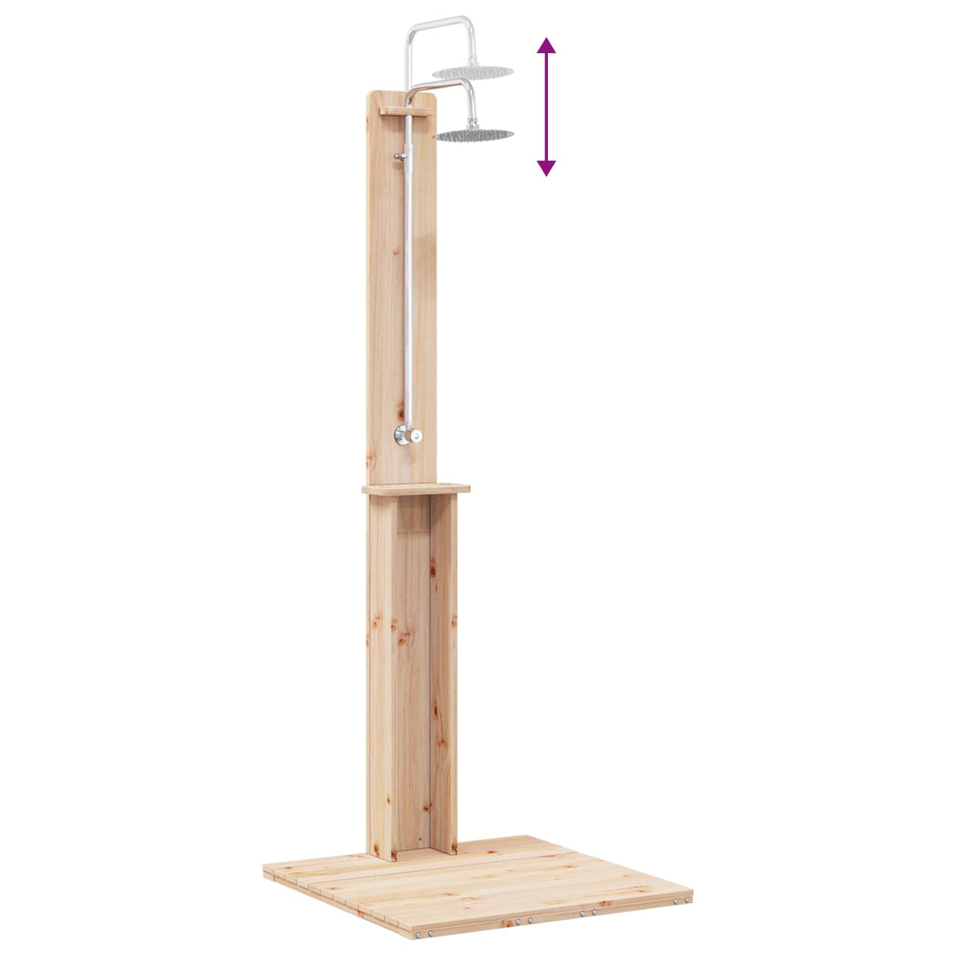 Udendørs bruser 206 cm Massivt fyrretræ og rustfrit stål