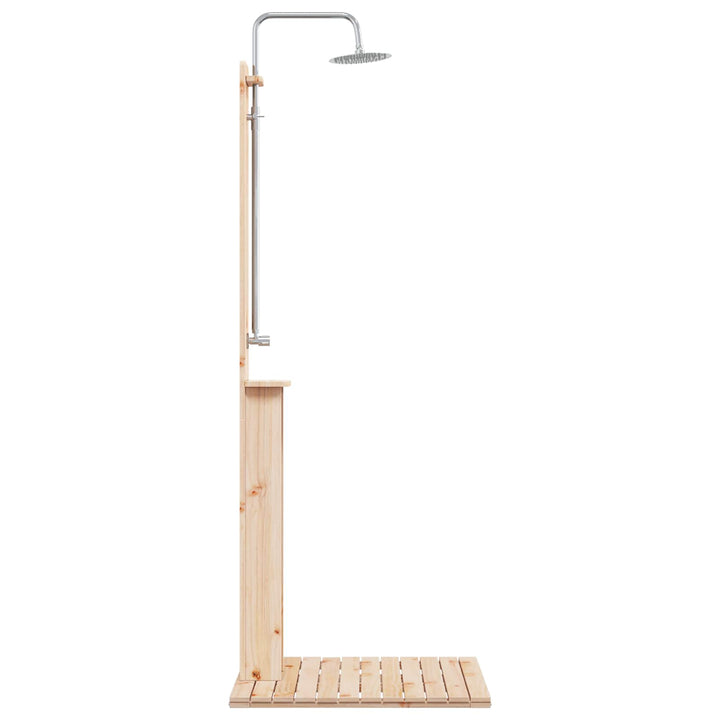 Udendørs bruser 206 cm Massivt fyrretræ og rustfrit stål