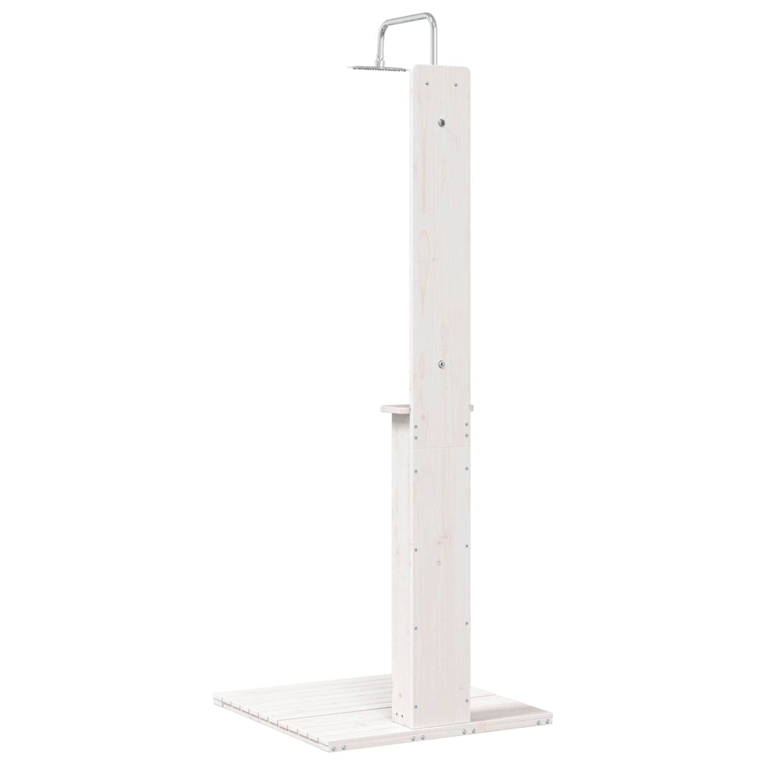 Udendørs bruser 206 cm Massivt fyrretræ og rustfrit stål Hvid