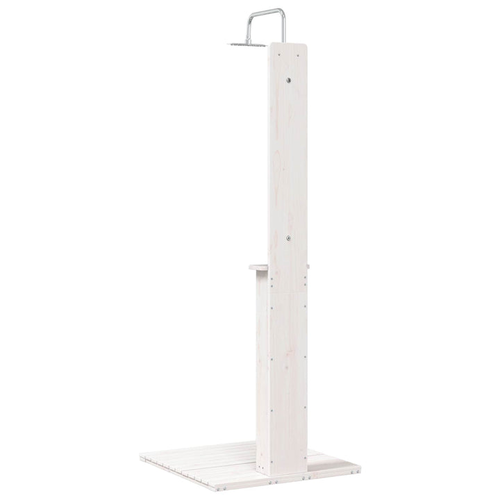 Udendørs bruser 206 cm Massivt fyrretræ og rustfrit stål Hvid