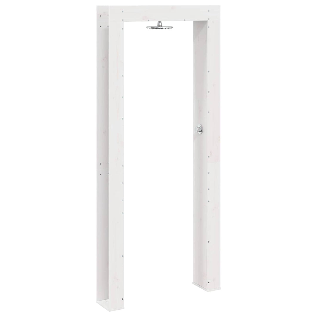 Udendørs bruser 226 cm Massivt fyrretræ og rustfrit stål Hvid