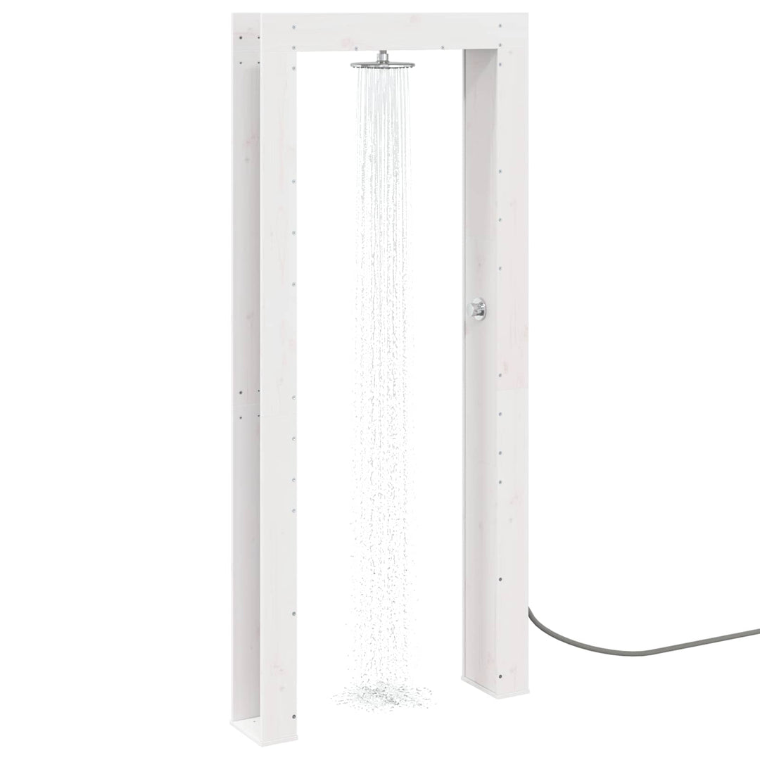 Udendørs bruser 226 cm Massivt fyrretræ og rustfrit stål Hvid