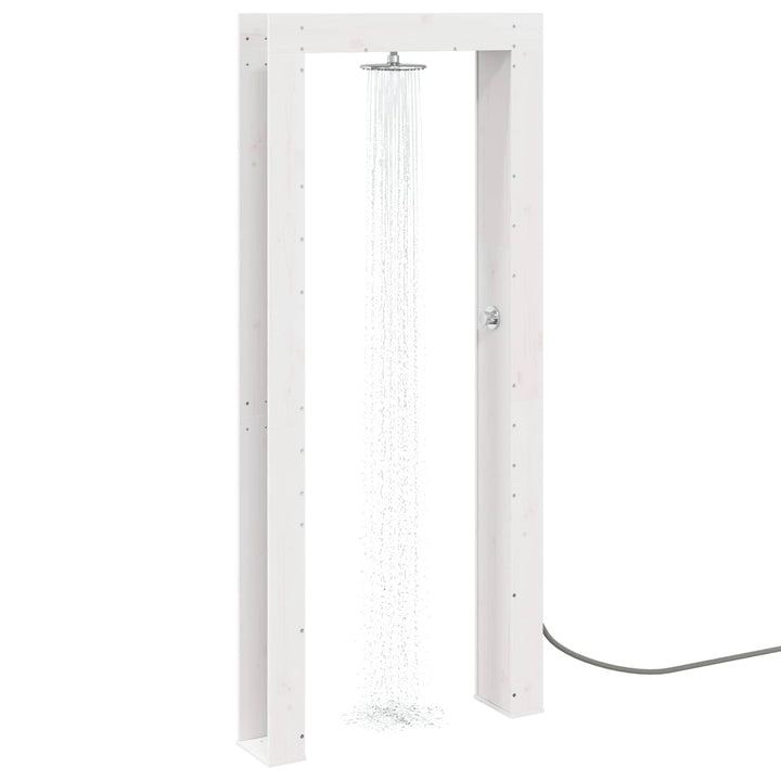 Udendørs bruser 226 cm Massivt fyrretræ og rustfrit stål Hvid