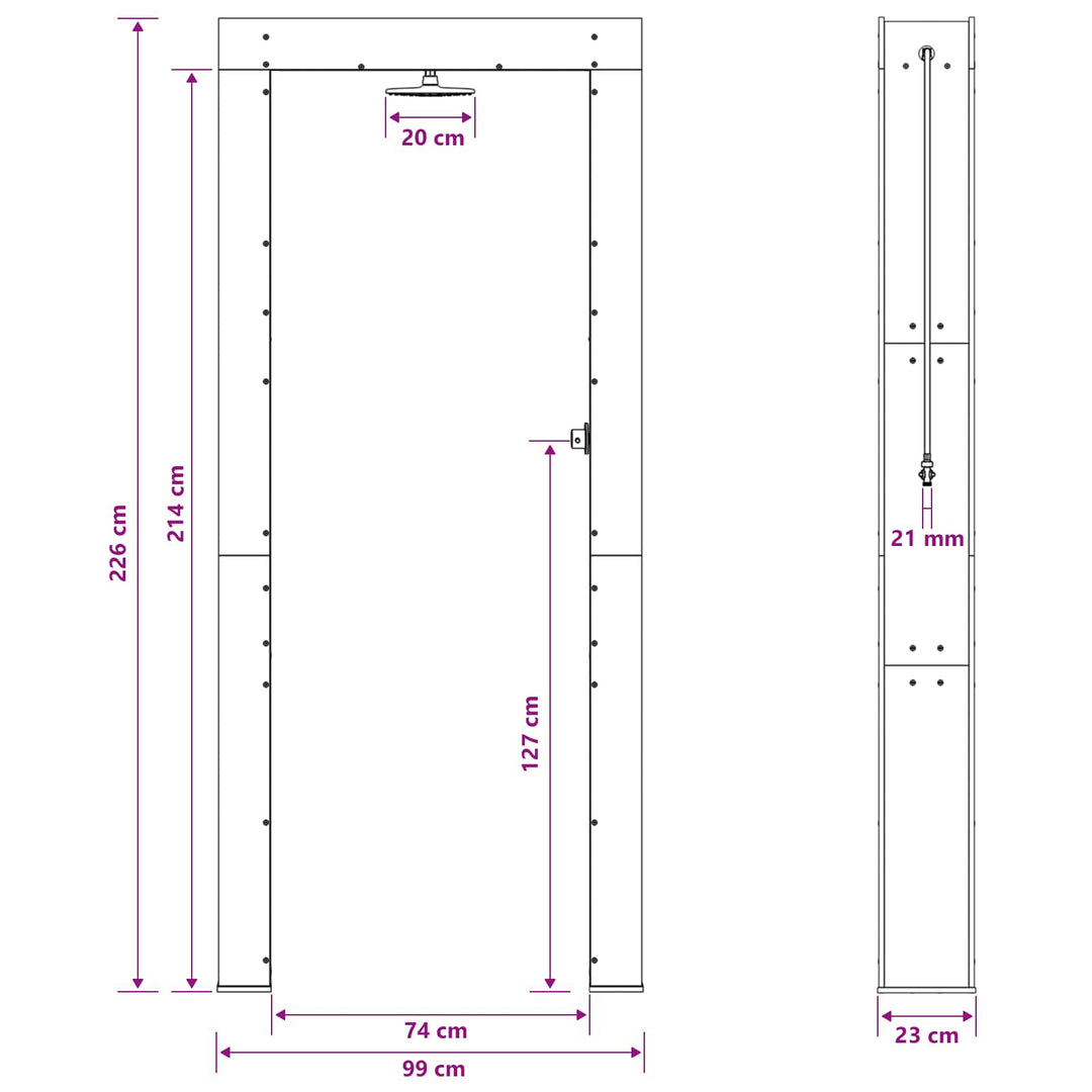 Udendørs bruser 226 cm Massivt fyrretræ og rustfrit stål Hvid