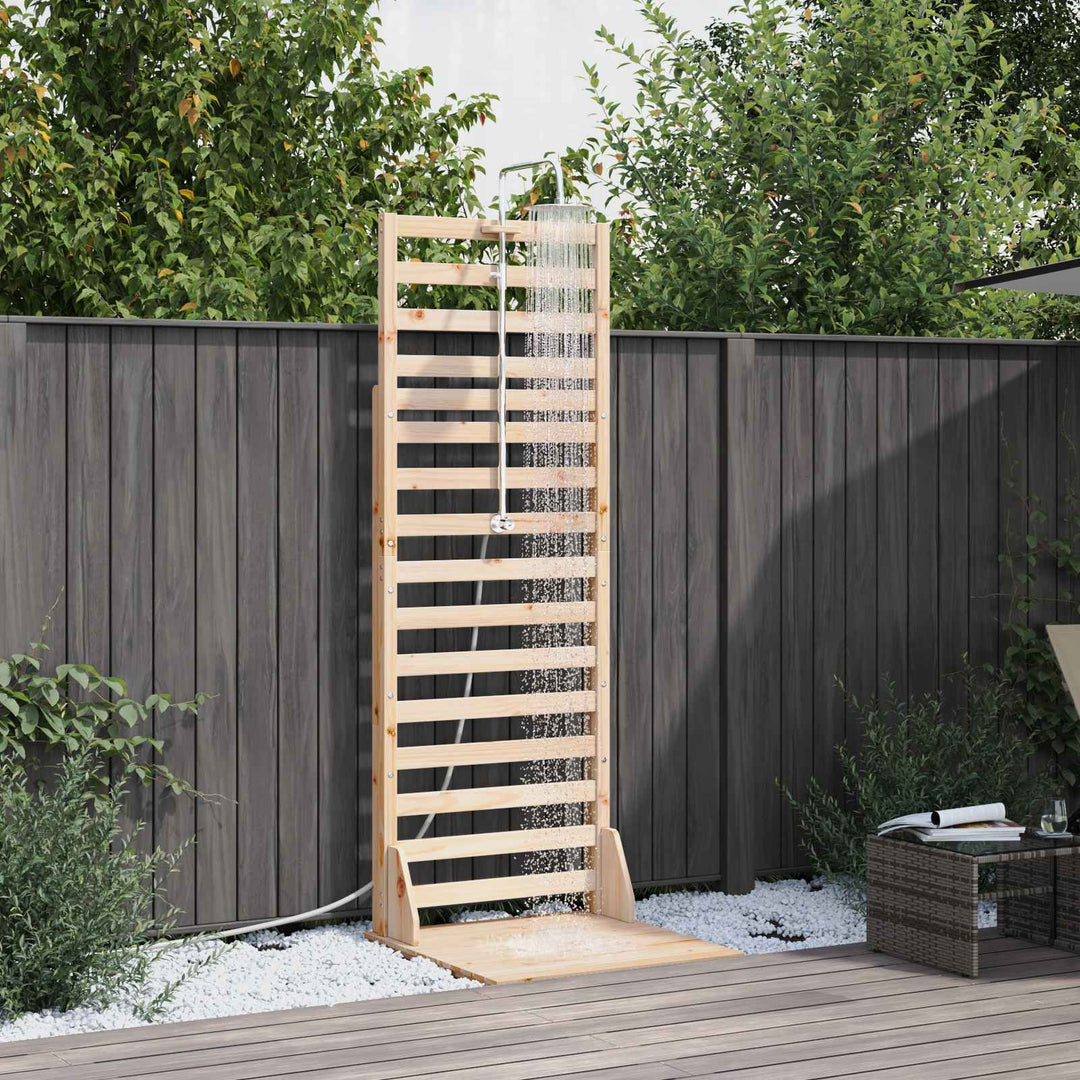 Udendørs bruser 225 cm Massivt fyrretræ og rustfrit stål
