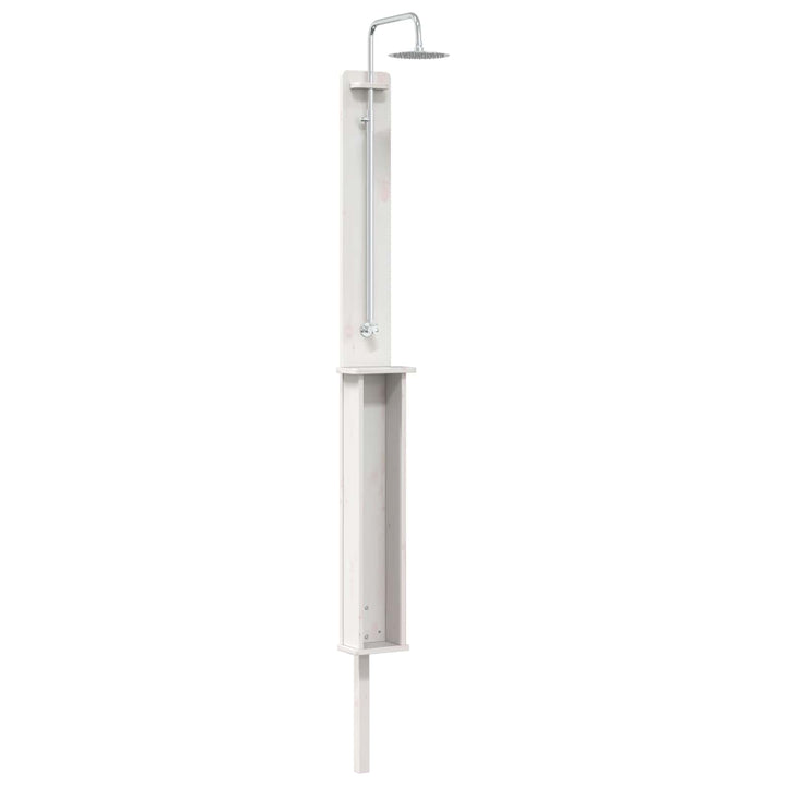 Udendørs bruser 246 cm Massivt fyrretræ og rustfrit stål Hvid