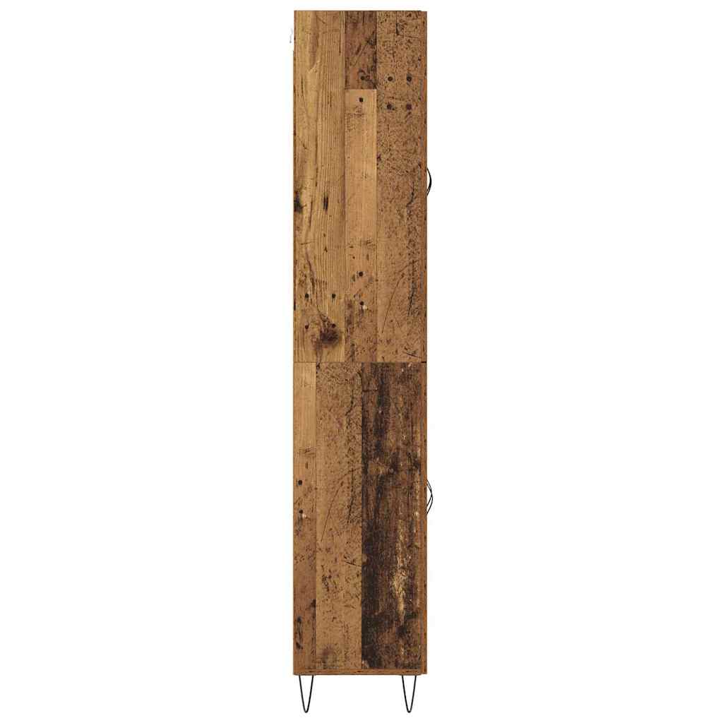 Highboard 2 pcs Gammelt træ Konstrueret træ og glas
