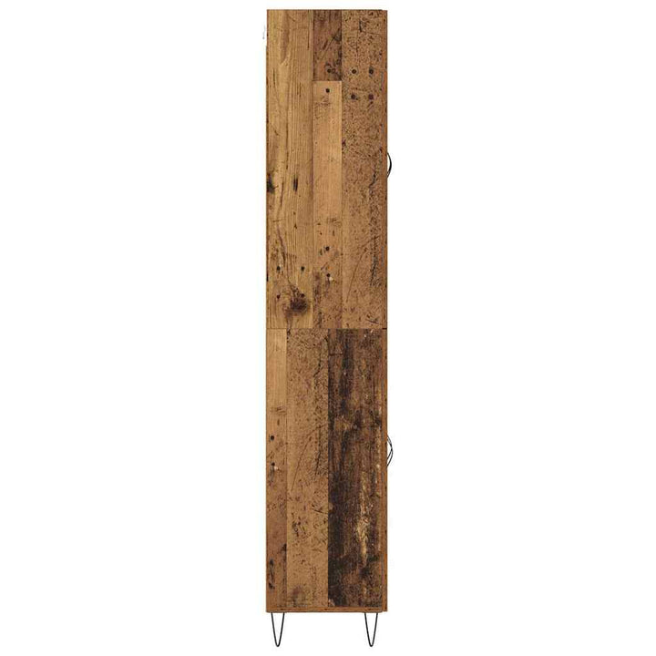 Highboard 2 pcs Gammelt træ Konstrueret træ og glas