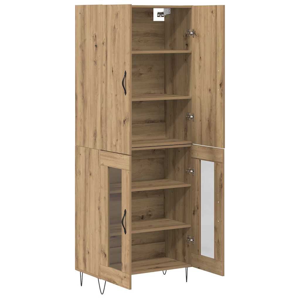Highboard 2 pcs Artisan Egetræ Konstrueret træ og glas