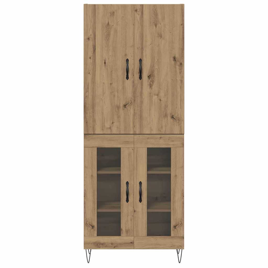 Highboard 2 pcs Artisan Egetræ Konstrueret træ og glas