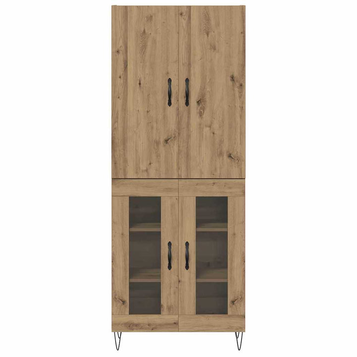 Highboard 2 pcs Artisan Egetræ Konstrueret træ og glas