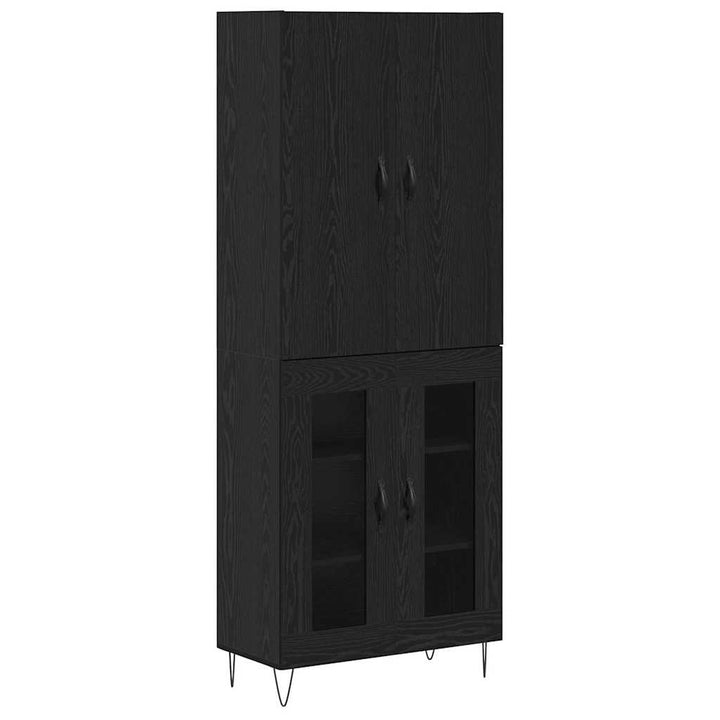 Highboard 2 pcs Sort eg Konstrueret træ og glas