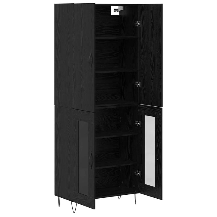 Highboard 2 pcs Sort eg Konstrueret træ og glas