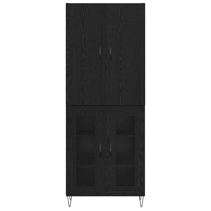 Highboard 2 pcs Sort eg Konstrueret træ og glas
