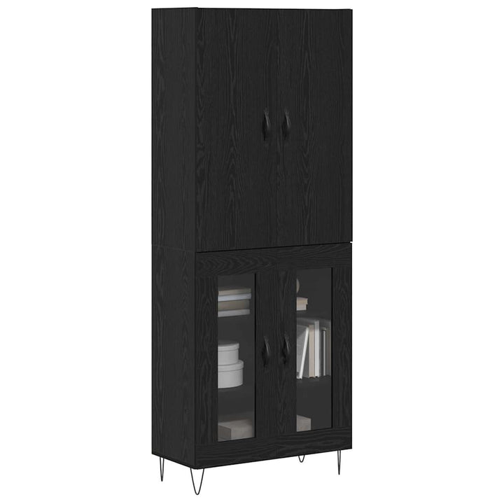 Highboard 2 pcs Sort eg Konstrueret træ og glas