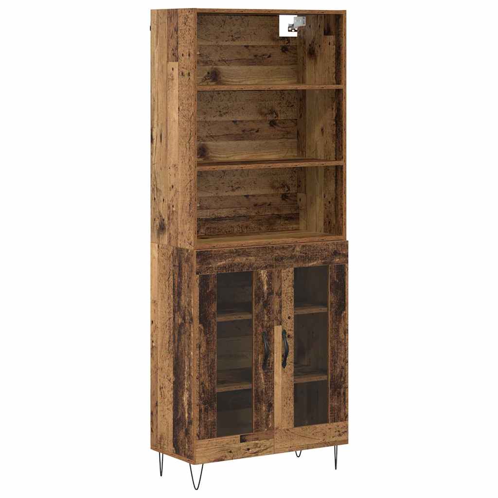 Highboard 2 pcs Gammelt træ Konstrueret træ