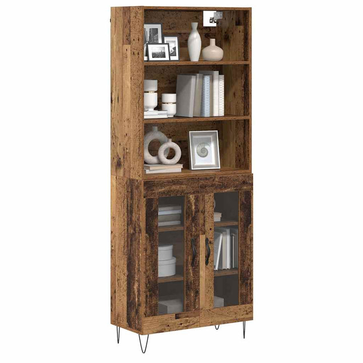 Highboard 2 pcs Gammelt træ Konstrueret træ