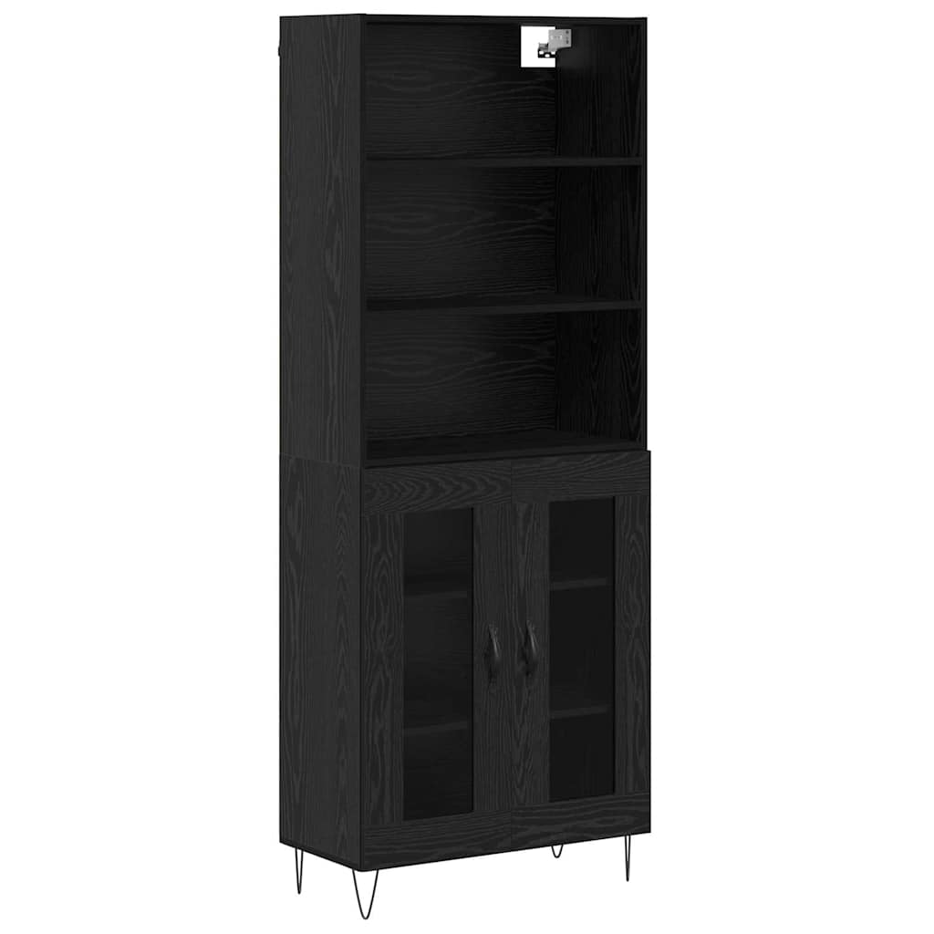 Highboard 2 pcs Sort eg Konstrueret træ