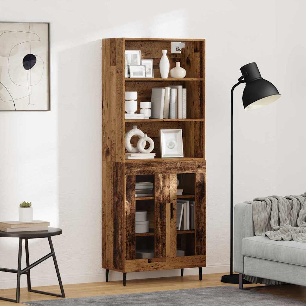 Highboard 2 stk. Gammelt træ 69,5 x 32,5 x 180 cm
