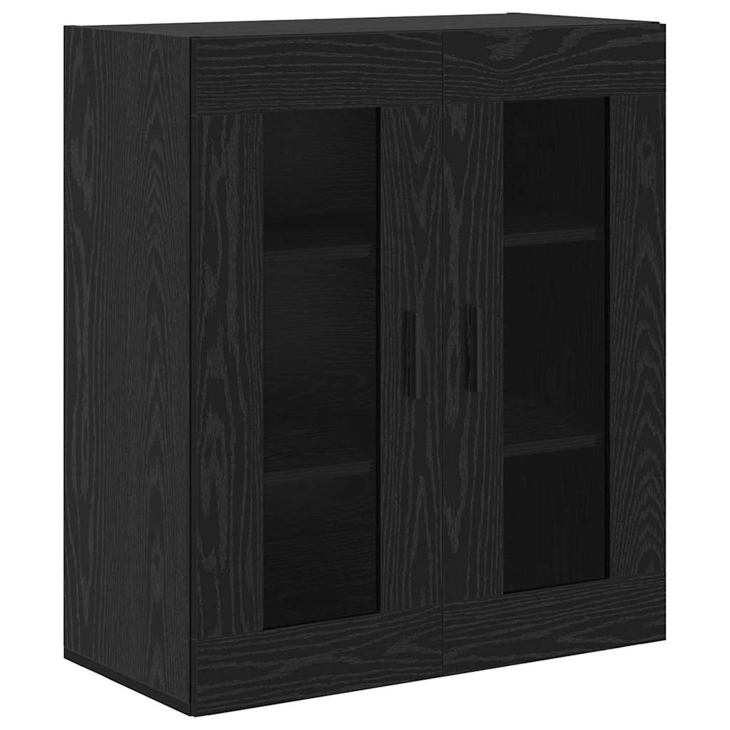 Highboard 2 pcs Sort eg Ingeniørtræ og glas
