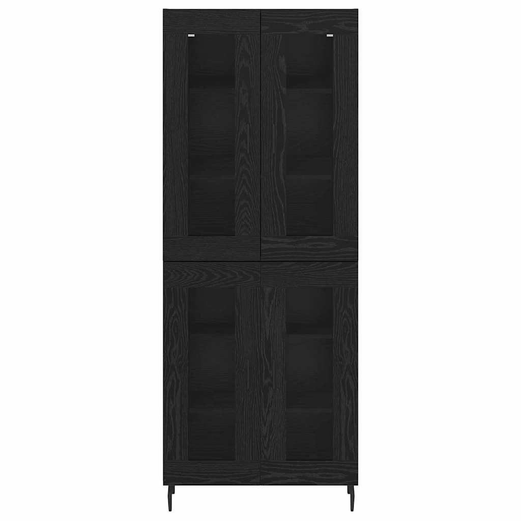 Highboard 2 pcs Sort eg Ingeniørtræ og glas