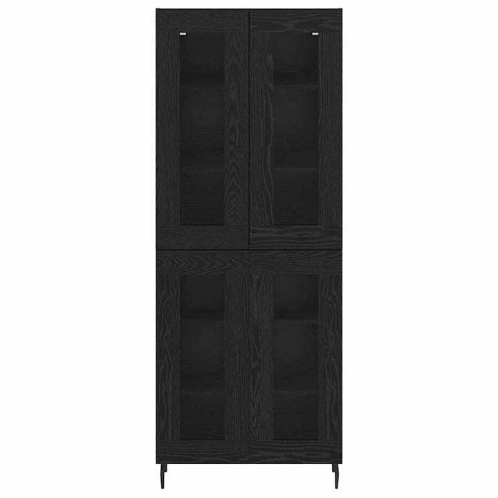 Highboard 2 pcs Sort eg Ingeniørtræ og glas