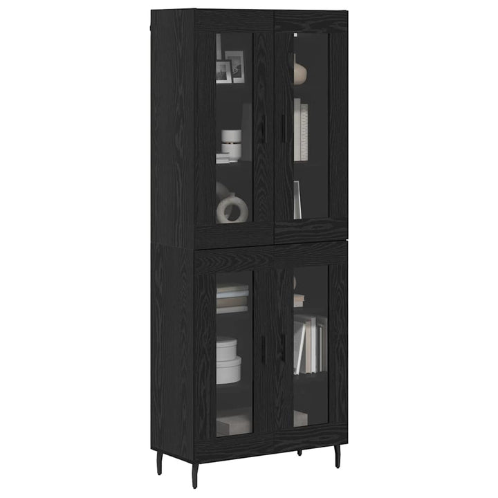 Highboard 2 pcs Sort eg Ingeniørtræ og glas