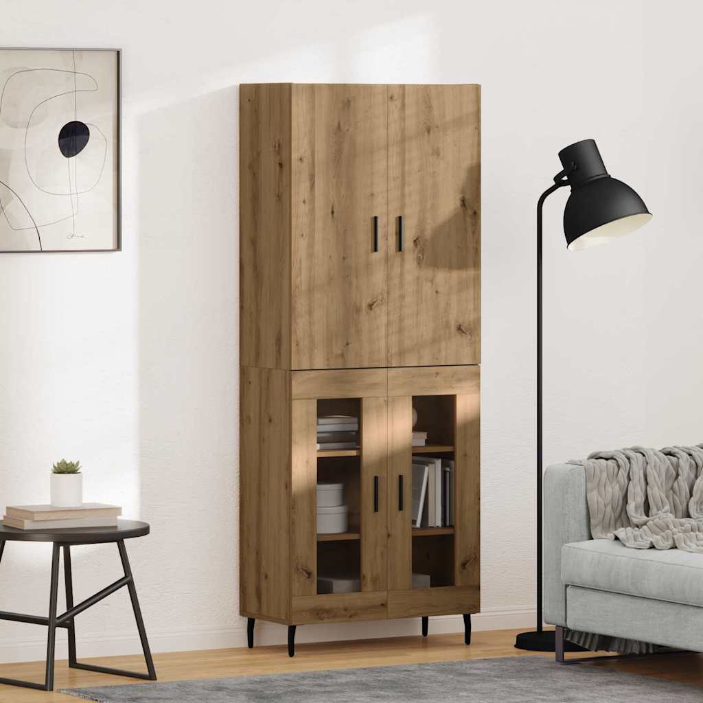 Highboard 2 pcs Gammelt træ 69,5 x 34 x 180 cm Konstrueret træ